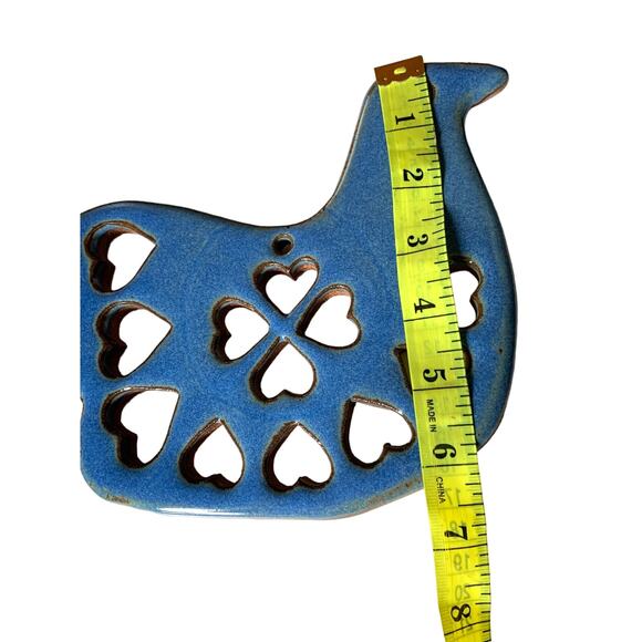 Blue Dove Partridge Hearts Terra Cotta Pottery Trivet - Picture 5 of 5